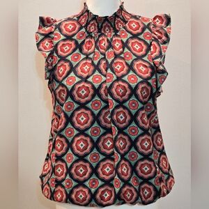 Anthropologie THML Geometric Ruffle Blouse